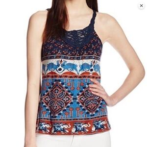 Lucky Brand Patterned Boho Bead Tank